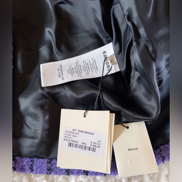 NWT Sandro Simona Double-Breasted Tweed Crop Blazer Jacket Coat - Picture 6 of 6